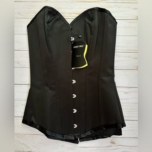 NWT Corset Story Black Satin Longline Overbust Corset